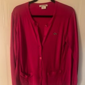 Women’s Red Lacoste Cardigan